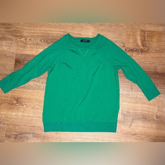 LOFT Green Raglan Sleeve Knit Sweatshirt Women’s Small Lightweight Pullover - Picture 2 of 5